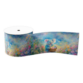 Koala-beer met een mandje paaseieren grosgrain lint