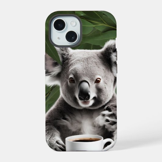 Koala Beer met Koffie Mok, Gezellig Design iPhone 15 Case (Achterkant)