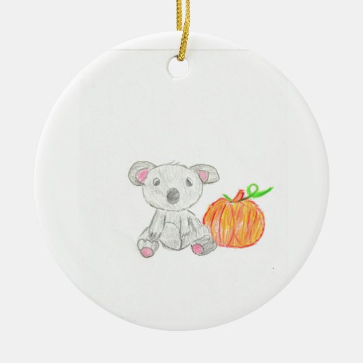 Koala Beer met pompoen Keramisch Ornament (Voorkant)