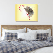 Koala Beer Mum en Joey Candy Cane Canvas Afdruk (Insitu (Slaapkamer))
