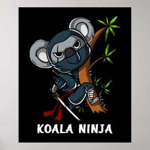 Koala Beer Ninja Samurai Martial Arts Animal Poster