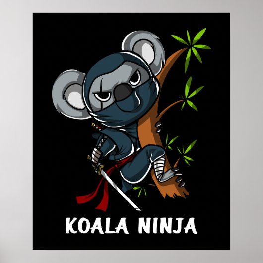 Koala Beer Ninja Samurai Martial Arts Animal Poster (Voorkant)