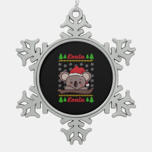 Koala Beer Oegly Kerstmis Koalas Gift & Cadeau Tin Sneeuwvlok Ornament (Voorkant)