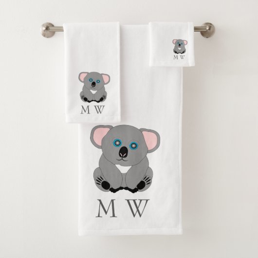 Koala Beer Ontwerp Met Monogram Bad Handdoek (Insitu)