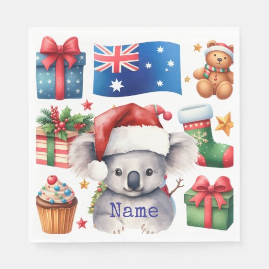Koala Beer op Australië thema Servet (Voorkant)