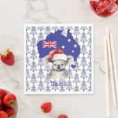 Koala Beer op de Australische vlag en kerstboom Servet (Insitu)