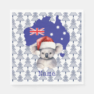Koala Beer op de Australische vlag en kerstboom Servet