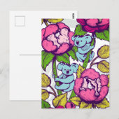 Koala-beer op de pony-bloem briefkaart (Voorkant / Achterkant)