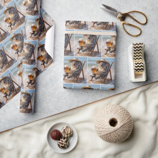 Koala Beer op een Strand Cadeaupapier (Crafts)