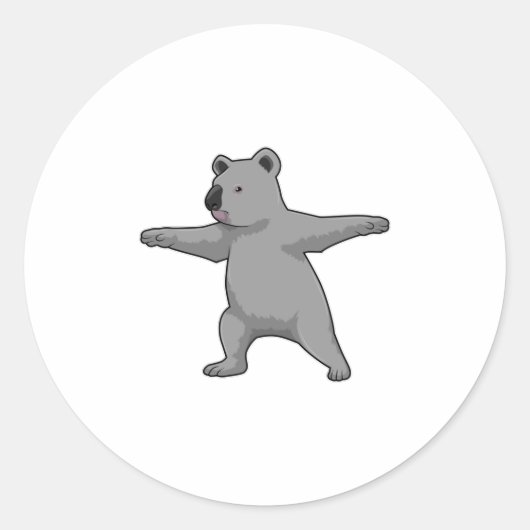 Koala-beer op Yoga Fitness Ronde Sticker (Voorkant)
