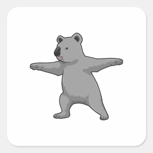 Koala-beer op Yoga Fitness Vierkante Sticker (Voorkant)