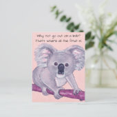 Koala Beer~Out op een Limb Briefkaart (Staand voorkant)