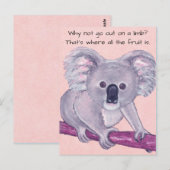 Koala Beer~Out op een Limb Briefkaart (Voorkant / Achterkant)