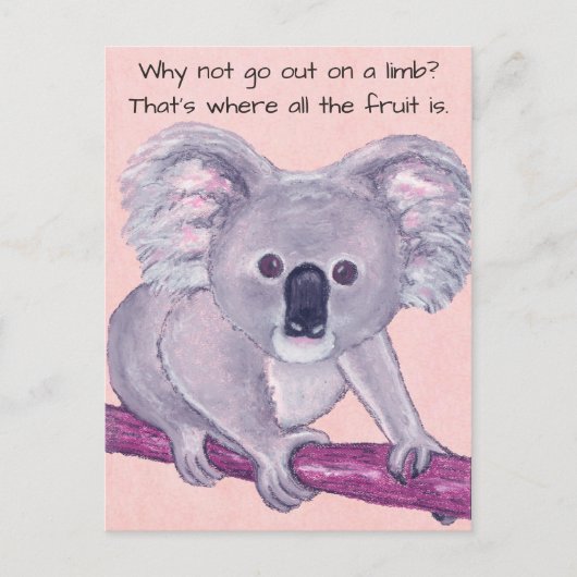 Koala Beer~Out op een Limb Briefkaart (Voorkant)
