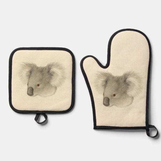 Koala Beer ovenwanten en pottenhouder set (Voorkant)