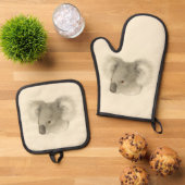 Koala Beer ovenwanten en pottenhouder set (Top down)