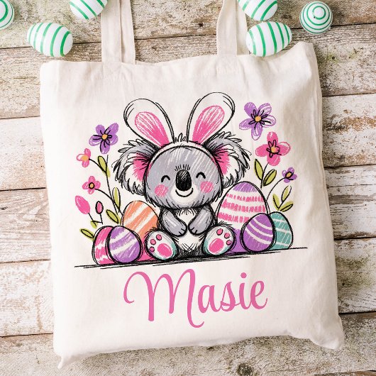 Koala Beer Pasen Kinder naam Meisjes Bunny Tote Bag