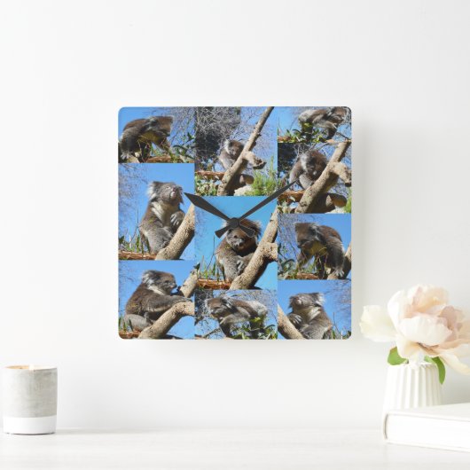 Koala Beer Photo Collage Vierkante Klok (Huis)