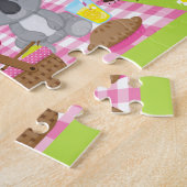 Koala Beer Picknick Meisje Roze Gingham Legpuzzel (Zijkant)