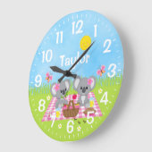 Koala Beer Picknick Roze Grote Klok (Hoek)