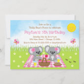 Koala Beer Picnic Pink Gingham Birthday Kaart (Voorkant)