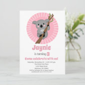 Koala Beer Pink Birthday Party Kaart (Staand voorkant)