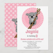 Koala Beer Pink Birthday Party Kaart (Voorkant / Achterkant)