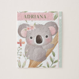 Koala Beer Pink & Green van Cute Girl's Custom Nam Legpuzzel
