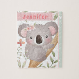 Koala Beer Pink & Green van Cute Girl's Custom Nam Legpuzzel