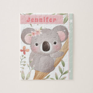 Koala Beer Pink & Green van Cute Girl's Custom Nam Legpuzzel