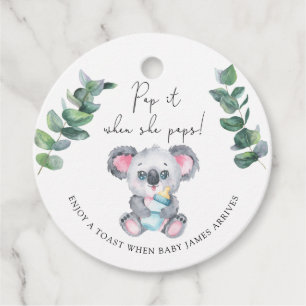 Koala Beer Pop het als ze baby shower pops  Bedankjes Labels