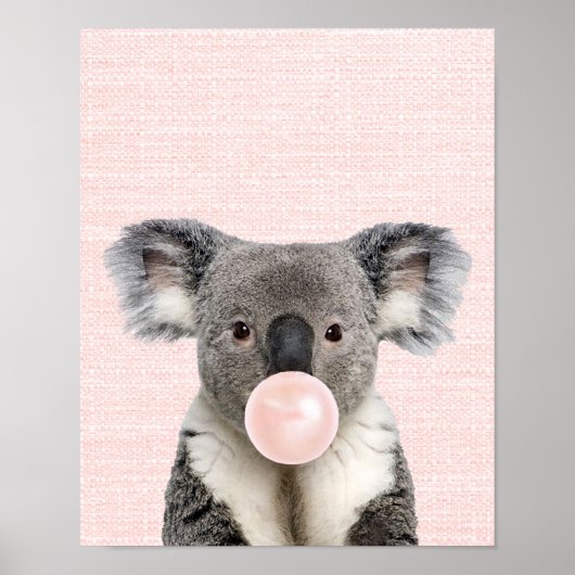 KOALA BEER POSTER MET ROZE KAUWGOMBEL (Voorkant)