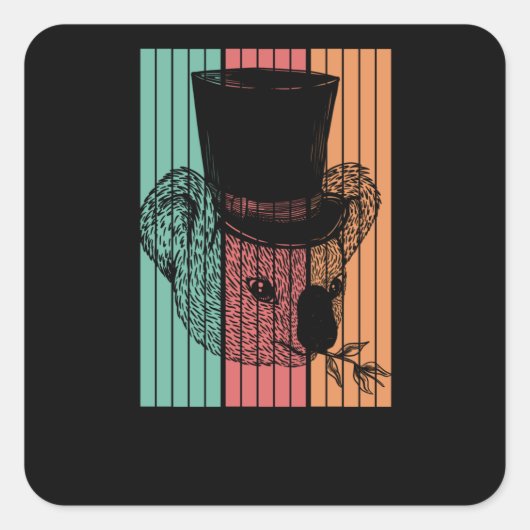 Koala Beer Retro Vierkante Sticker (Voorkant)