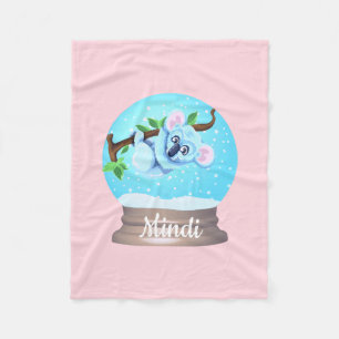 Koala beer schattig sneeuwblauw wereldbol fleece deken