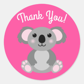 Koala Beer Schattige Kind Verjaardagsfeest Dank u Ronde Sticker
