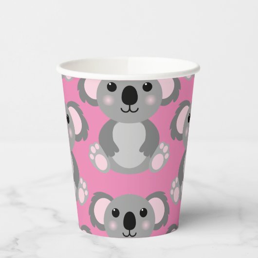 Koala Beer Schattige Kind Verjaardagsfeestje Papie Papieren Bekers (Links)