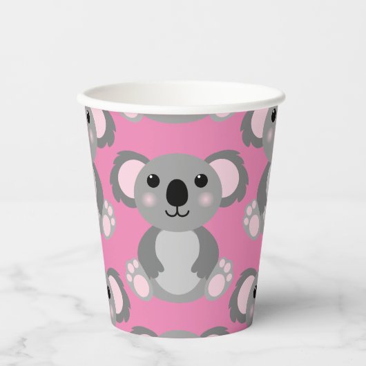 Koala Beer Schattige Kind Verjaardagsfeestje Papie Papieren Bekers (Voorkant)