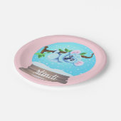 Koala beer schattige sneeuwroze wereldbol papieren bordje (Gekanteld)