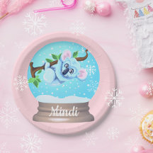 Koala beer schattige sneeuwroze wereldbol