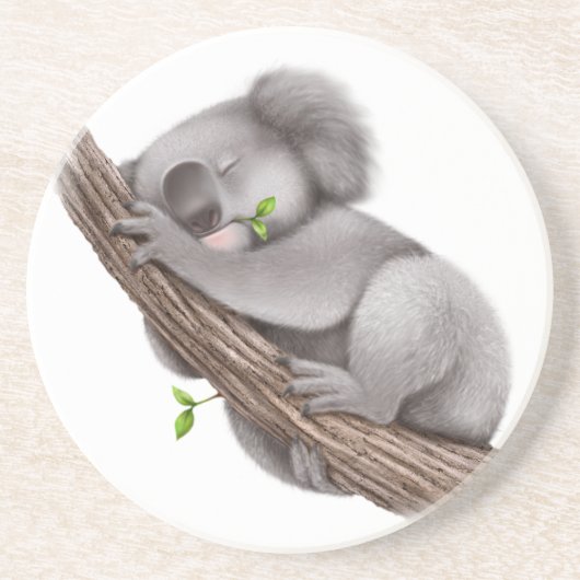 Koala Beer slapen Zandsteen Onderzetter (Voorkant)