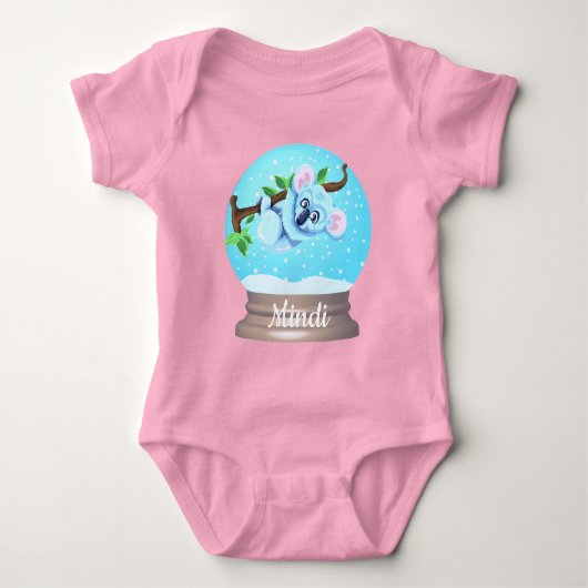 Koala beer sneeuwbol cute roze blauw meisje romper (Voorkant)