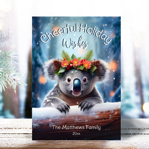 Koala Beer Snowy Winter Forest vrolijke kerst Feestdagenkaart