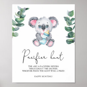 Koala Beer - speenzoekende babyshower spel Poster