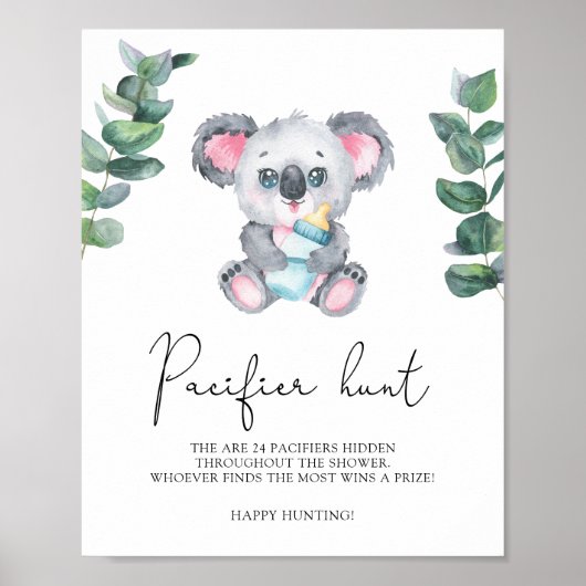 Koala Beer - speenzoekende babyshower spel Poster (Voorkant)