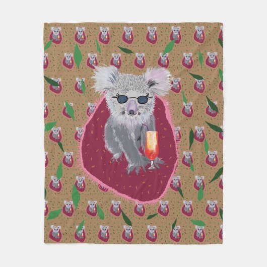 Koala Beer Summer Vibe Fleece Deken (Voorkant)