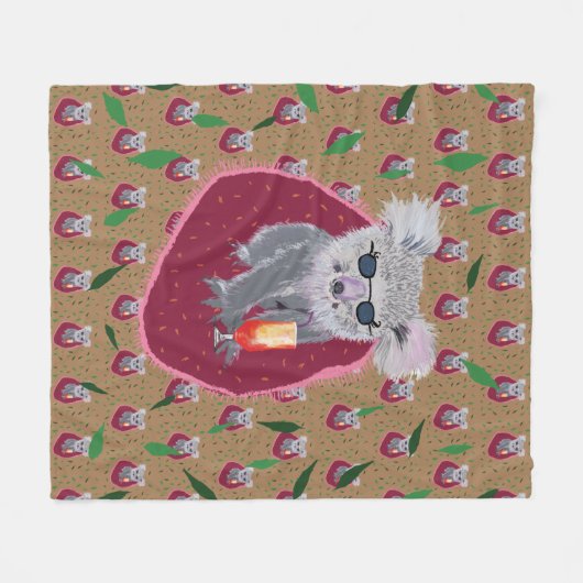 Koala Beer Summer Vibe Fleece Deken (Voorkant (Horizontaal))