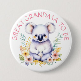 Koala Beer Thema Grote Oma om Baby shower te zijn Ronde Button 7,6 Cm