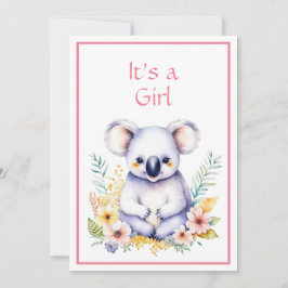 Koala Beer Thema Het is een Meisje Baby shower Kaart