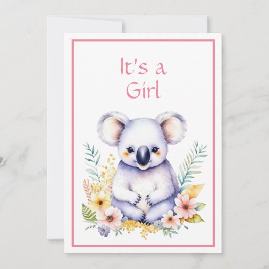 Koala Beer Thema Het is een Meisje Baby shower Kaart (Voorkant)