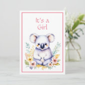Koala Beer Thema Het is een Meisje Baby shower Kaart (Staand voorkant)